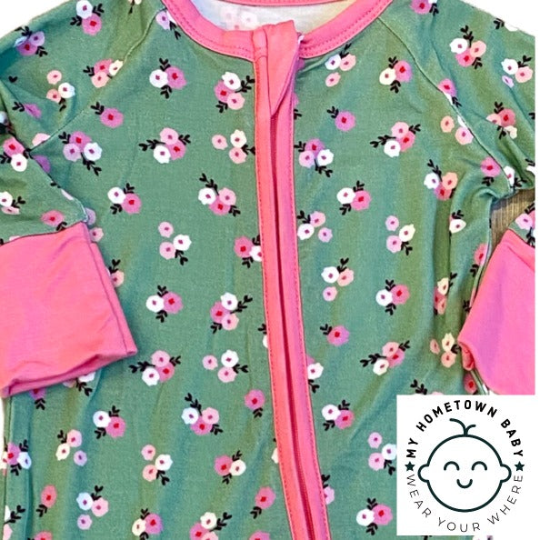 Awe Cher Floral Print Zippy Premium Bamboo Pajamas