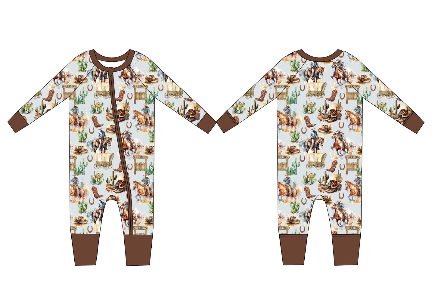 RUSTIC RODEO COWBOY WATERCOLOR WESTERN PREMIUM BAMBOO ZIPPY