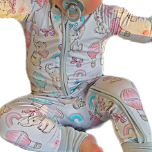 Lil' Peanut Elephant, Rainbows Hot Air Balloons, Premium Convertible Bamboo Zippy Pajamas