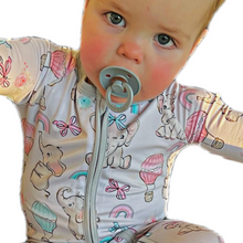 Lil' Peanut Elephant, Rainbows Hot Air Balloons, Premium Convertible Bamboo Zippy Pajamas