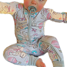 Lil' Peanut Elephant, Rainbows Hot Air Balloons, Premium Convertible Bamboo Zippy Pajamas