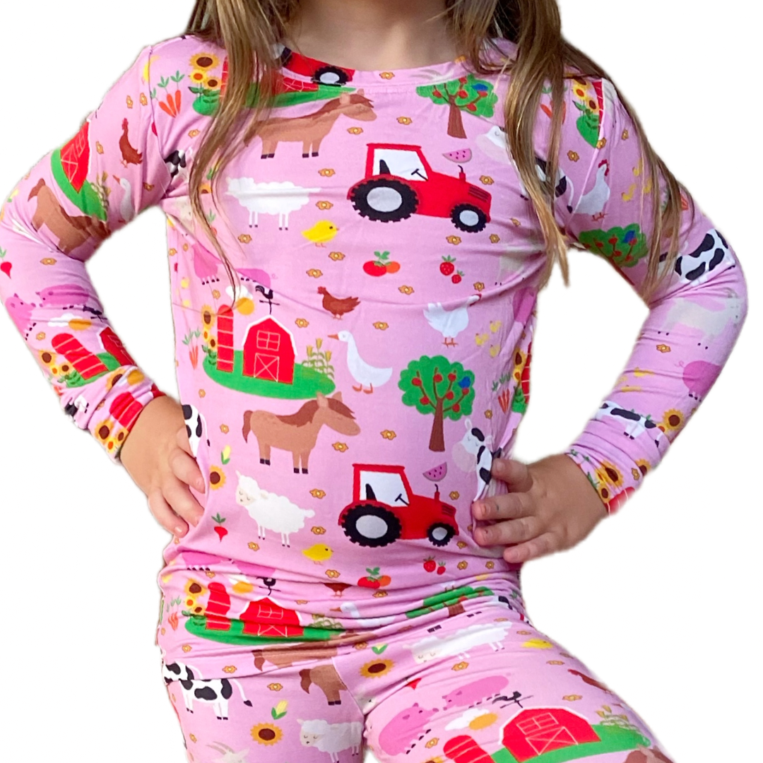 E-I-E-I-O Pink Farm Premium Bamboo Two Piece Pajamas