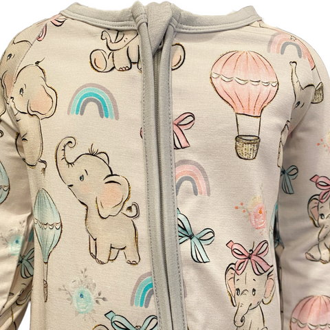 Lil' Peanut Elephant, Rainbows Hot Air Balloons, Premium Convertible Bamboo Zippy Pajamas