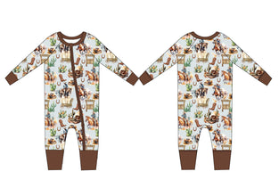 Rustic Rodeo Watercolor Cowboy Premium Zippy Bamboo Pajamas