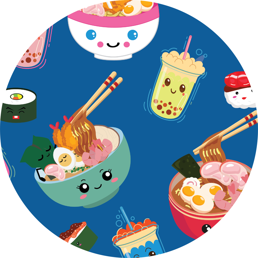 Wokin' & Rollin' Boba Tea, Sushi, Ramen, 2 Piece Short Premium Bamboo Pajama Set